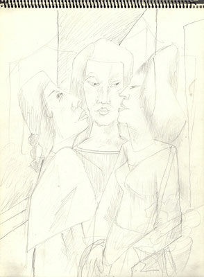 Blatt Nr. 3  1984  ( Öl )  in der Ausstellung  1987  21 - 23