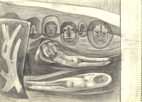 Blatt Nr 2   2.1970   ( Öl )  Adam und Eva    V.V.242