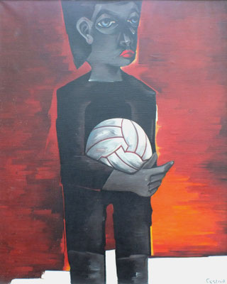 Junge mit Fußball  1980  81 x 98