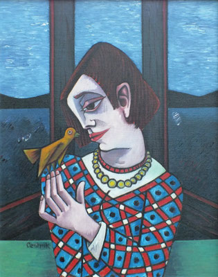 Mädchen mit Vogel  1979  80 x 100