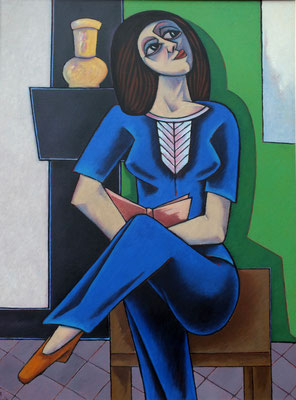Sitzende Frau mit Buch  1998 82 x 110