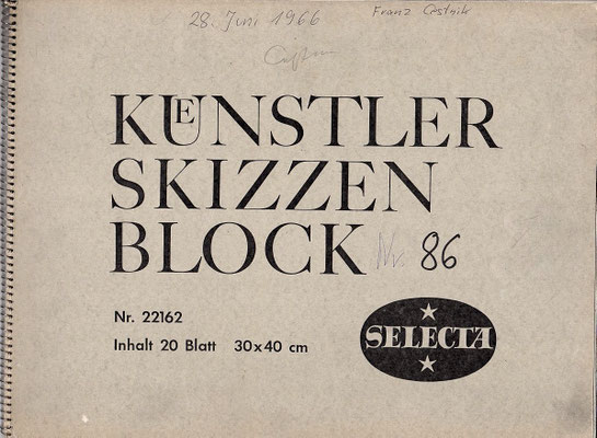 Skizzenblock  86  Datum  28.6.1966   12 Blätter