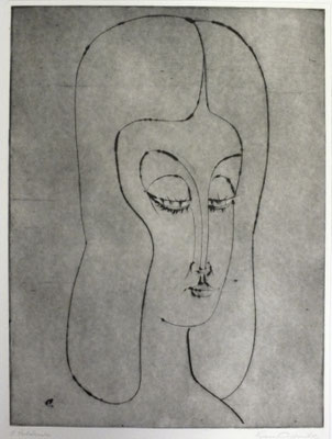 Mädchenkopf mit langem Haar  1992  29,5 x 39,5      ( 6 )