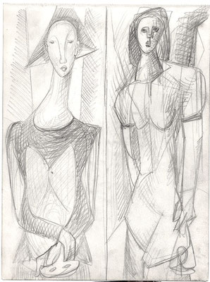 Blatt Nr.10   1954  ( R )  Harlekin  1956   9 - 16   ( Öl )  Harlekin  1954   V.V.82-1