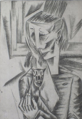 Frau mit Katze  1966   29,5 x 46