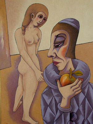 Clown mit Akt  1993  82 x 110