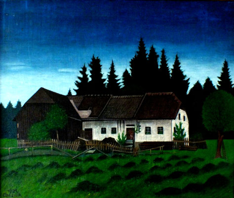 Bauernhaus ( Fam. Bergsmann ) im Böhmerwald 1981  94 x 73  V.V. 134