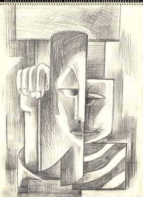 Blatt Nr. 7  8.1969  ( Öl )  Masken  1969   V.V.201