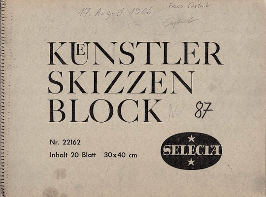 Skizzenblock  87  Datum  17.8.1966   16 Blätter