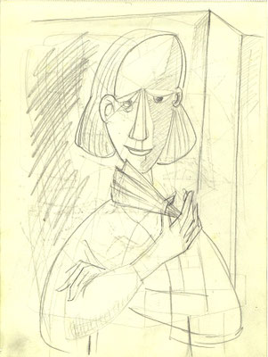 Blatt Nr.5   10.1954    ( Öl )  Frau mit Fächer    1955     2 - H3