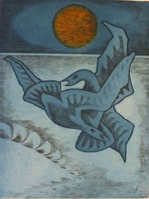 Vogelpaar  1977  30 x 39,5 ( Ätz )      ( 1 )