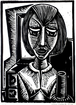 Mädchen vor Kommode  1958   23 x 32     Doe Sammlung