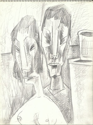 Blatt Nr. 3  10.1964    ( 2 x R )  im Atelier  I+II  1964   10 - 19,  10 - 49