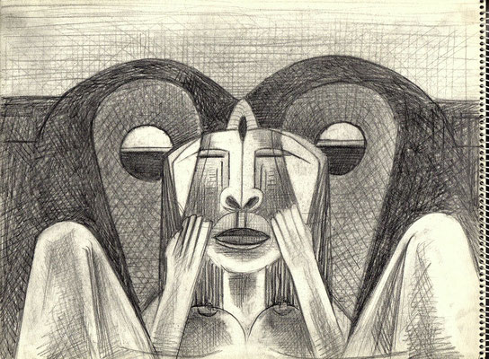 Blatt Nr. 5  ( Öl )  Nacht    V.V.219  ( 2xR )  Nacht  1970  8 - 17, ( R )  Mutter mit Kind  1977  7 - 14  