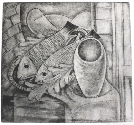 Stillleben mit Fische  1962  31 x 30      ( 5 )