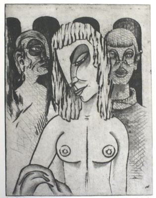 Akt mit zwei Männer  1992  29,5 x 39           ( 5 )