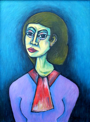 Leni mit rotem Schal  2005  60 x 78,5