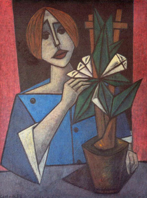 Frau mit Topfblume  1957    75,5 x 99,7  V.V.5