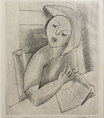 Mädchen mit Buch  1954  19,6 x 23,9    Kahle Sammlung + Kiste 9