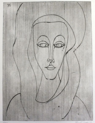 Frau mit Schleier  1990  29,5 x 39,5       ( 8 )