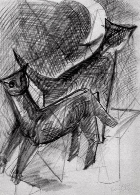 Katzen  1948  27 x 38 ( Blei )