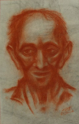 Alter Mann aus Altersheim III 1948  24 x 37,5 ( Kreide )