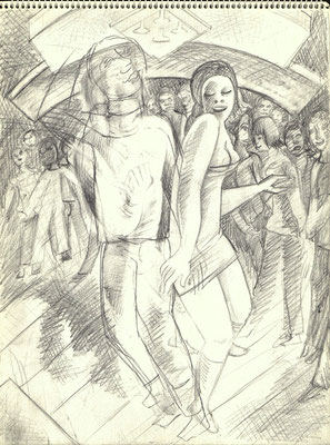 Blatt Nr. 5  8.1973  ( R )  Tanzende  1977  7 - 27  ( Öl )  Agressives Tanzpaar  2007  V.V.30