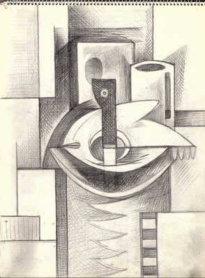 Blatt Nr. 6   5.1968  ( Öl )   Stillleben mit Messer  1968   V.V.156