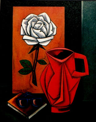 Stillleben mit weißer Rose  1987  V.V. 191