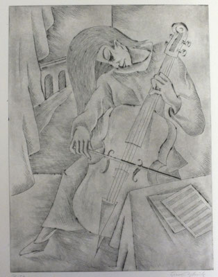 Cello Spielerin  1983  30 x 39             ( 6 )