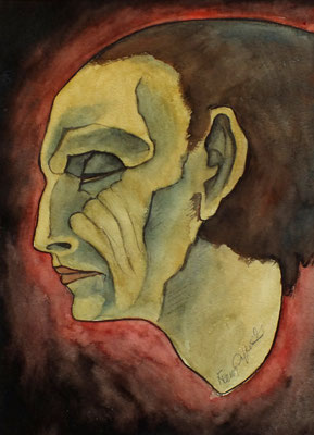 Studien Kopf ( Mephisto )  1986  23 x 38 ( Aquarell )