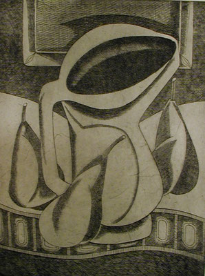 Stillleben mit Krug und Birnen  1977  30 x 39,5 ( Ätz )       ( 3 )