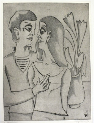 Paar vor Blumenstrauß  1996  29,5 x 39,5            ( 3 )