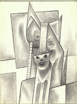 Blatt Nr. 7  4.1968  ( Öl )  Rote Katze  1968  V.V.150d