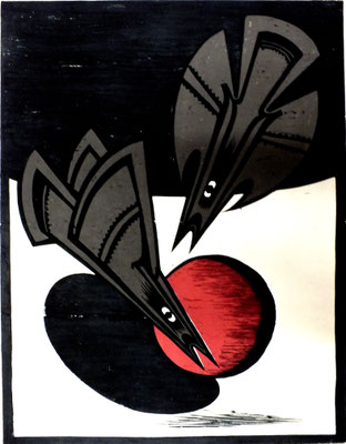 Zwei Vögel im Flug  1978  60 x 78