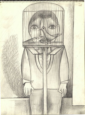 Blatt Nr. 8  6.1971   ( 2xÖl )  Junge hinter Vogelkäfig I ( Keller ( Beschädigt )   II    V.V.244 