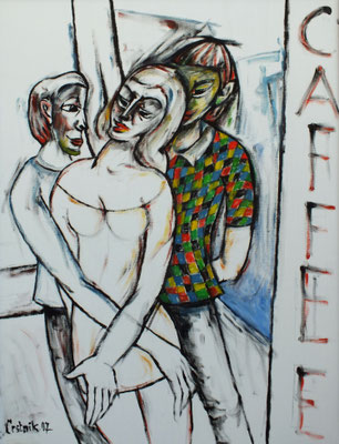 Treffpunkt vor dem Cafe Haus  2007  83 x 108