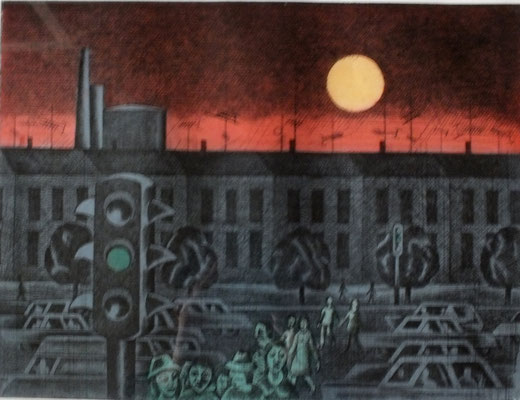 Vorstadtstraßen  1977   40 x 30  ( Ätz )   ( 1 )