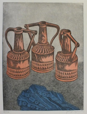 Stillleben mit Kupferkannen  1977  29,5 x 40 ( Ätz )