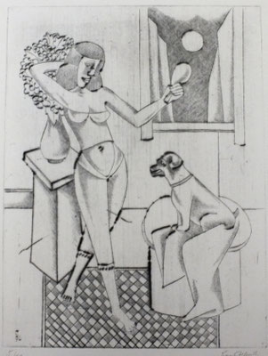 Frau mit Spiegel  1996  30 x 39,5           ( 2 )
