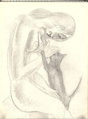 Blatt Nr. 8   1976  ( 2xR )  Frau mit Katze  1977  V.V.82 - 2  1979  12 - 13 ( 2xÖl )1978  7 - 3, Frauenakt mit Katze  2008  16 - 7