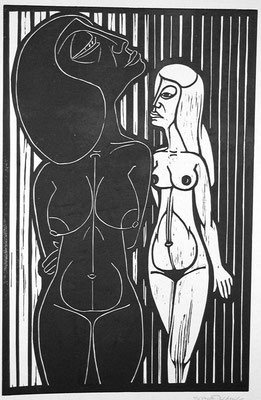 Freundinnen ( Eifersucht )  1983  39 x 60             Platte vorhanden
