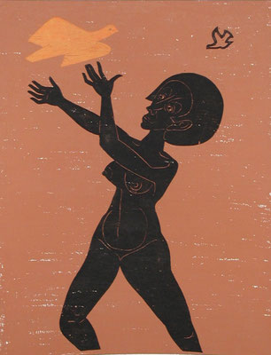 Akt mit Vogel  1979  60 x 78