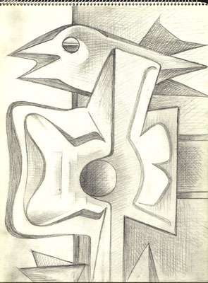 Blatt Nr. 9  4.1970  ( Öl )  Komposition  1970  3 - H4