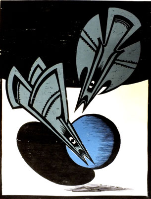 Zwei Vögel im Flug  1978  60 x 78