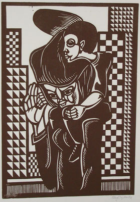 Mutter mit Kind II  1984  39 x 55         Platte vorhanden