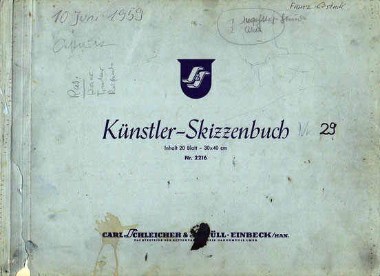 Anfang DINA3 Skizzenblock  29     Datum  10.6.1959   20 Blätter