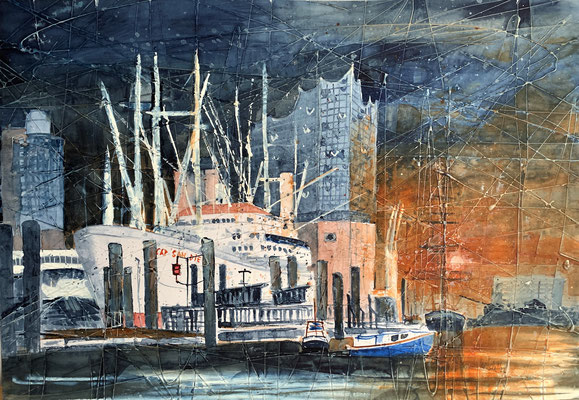 Hamburg_ Cap San Diego _Aquarell Acryl 45x65cm_1-2022