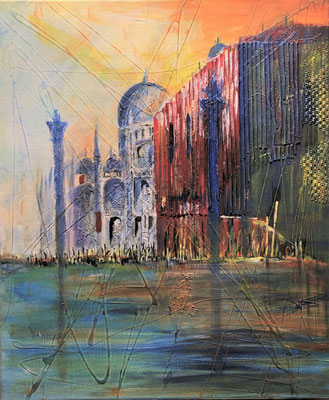 Venedig_ Collona di San Marco_ Mixed Media Collage auf Leinwand_50x60 cm_2021