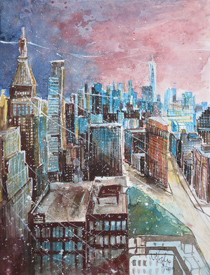 NY_Madison Square Park with View downtown_Aquarell 24x32 cm_4-2019
